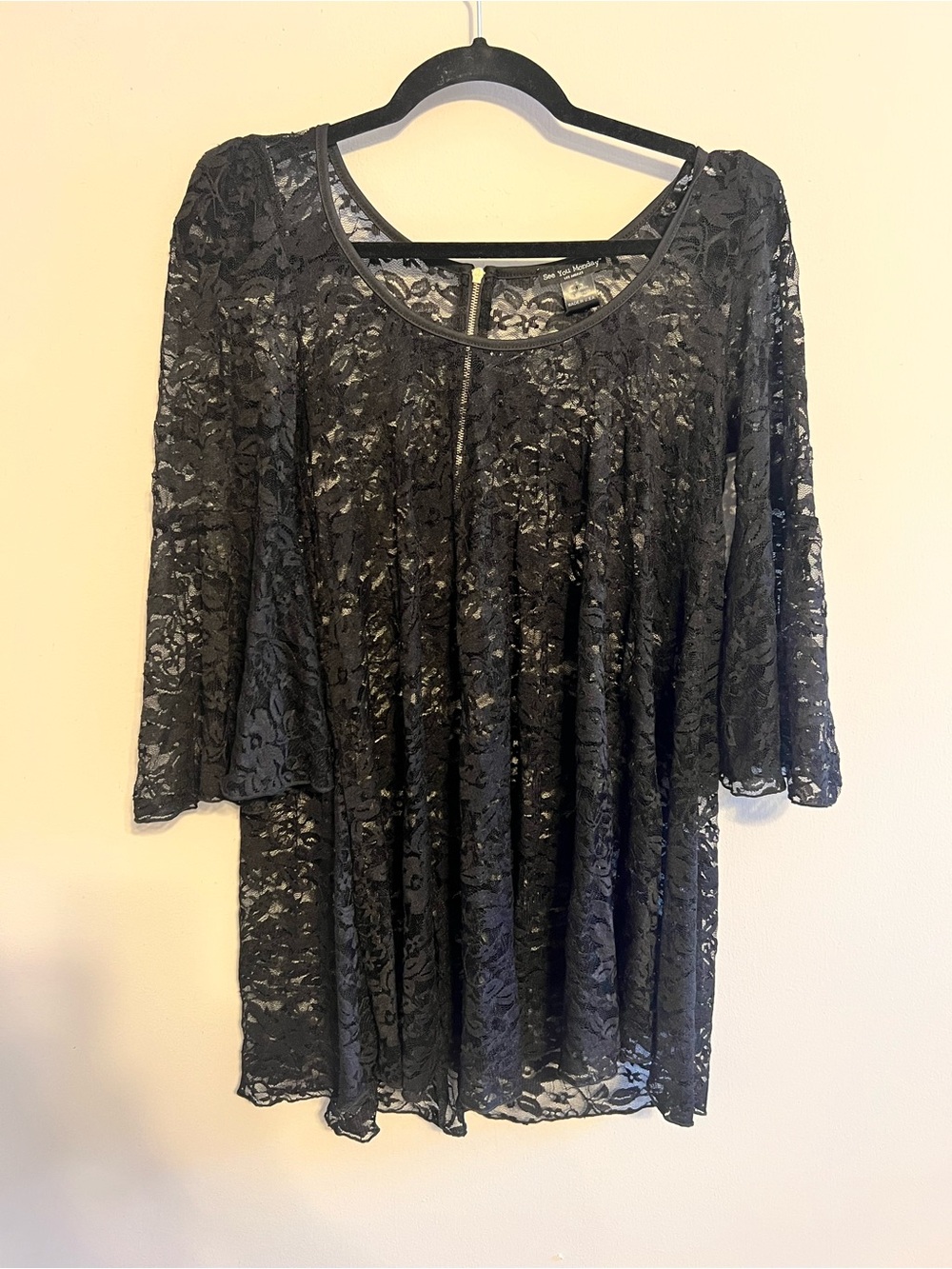 See You Monday Black Lace Bell Sleeve Dress | Women’s Small